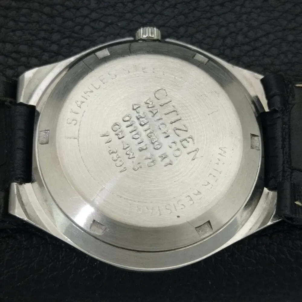 Vintage 1984 Citizen Automatic Mens Silver Watch W/daydate & Blue accents